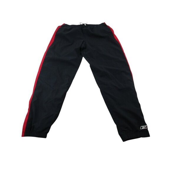 Reebok Track Pants‎ Mens M Black Tapered Leg Elastic Waist Drawstring Ankle Zip - Picture 1 of 11